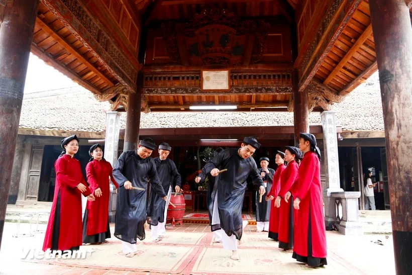 Hát Xoan Phú Thọ được UNESCO công nhận là di sản văn hóa phi vật thể cần bảo vệ khẩn cấp của nhân loại. (Ảnh: Mai Mai/Vietnam+)