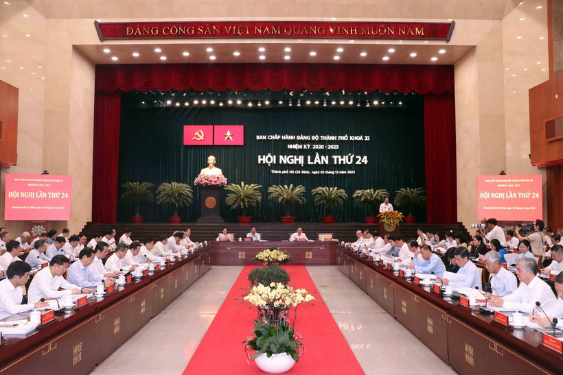 Hội nghị lần thứ 24 Ban Chấp hành Đảng bộ Thành phố Hồ Chí Minh khóa XI. (Ảnh: Xuân Khu/TTXVN)