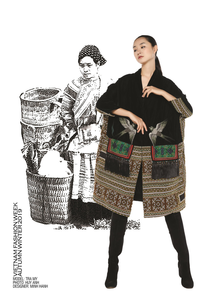 Những thiết kế từ chất liệu thổ cẩm được nhà thiết kế Minh Hạnh tiếp tục khai thác cho bộ sưu tập Thu Đông 2019.