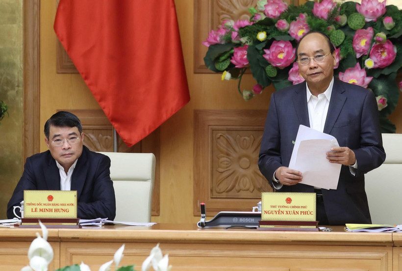 Thủ tướng Nguyễn Xuân Phúc phát biểu tại phiên họp. (Ảnh: Thống Nhất/TTXVN)