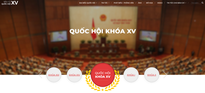 Giao diện trang thông tin đặc biệt về bầu cử của TTXVN.