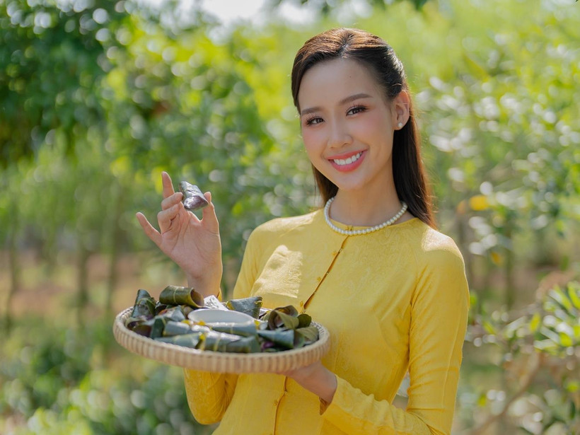Đương kim Miss Intercontinental Bảo Ngọc là đại sứ Lễ hội Bánh dân gian Nam Bộ 2023. (Ảnh: CTV)