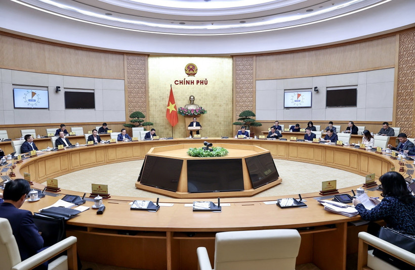 Phiên họp Chính phủ chuyên đề về xây dựng pháp luật tháng 1 năm 2024. (Ảnh: Dương Giang/TTXVN)