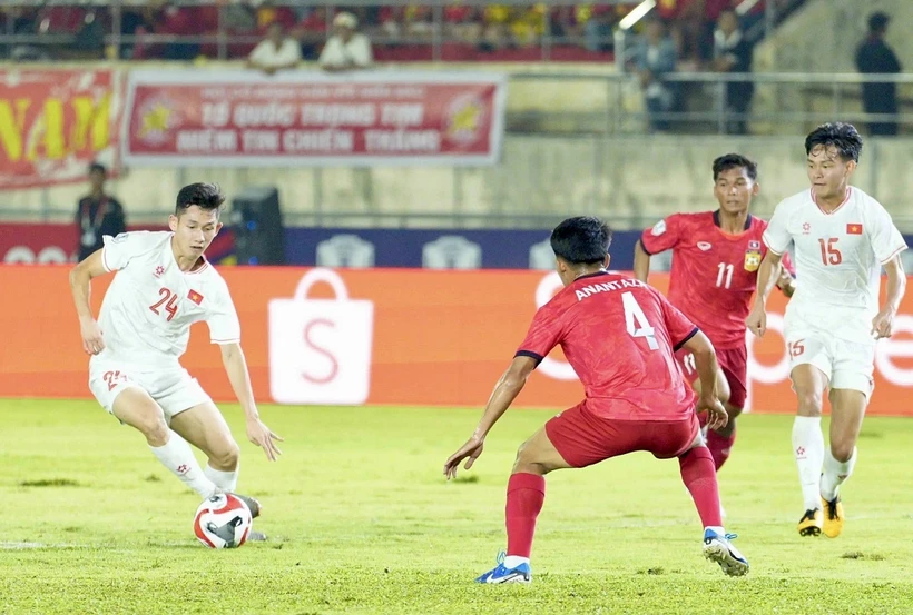 Việt Nam thắng Lào 4-1 ở trận ra quân ASEAN Cup 2024. (Ảnh: Đỗ Bá Thành/TTXVN)