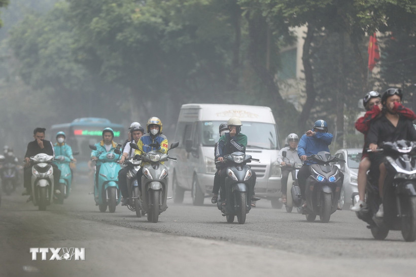 Không khí Hà Nội ở mức không lành mạnh. (Nguồn: TTXVN)