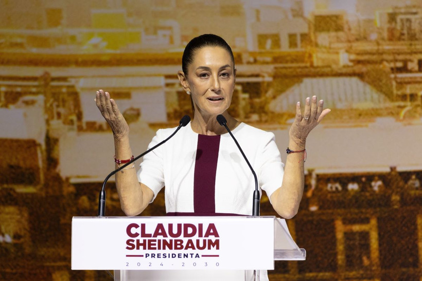 Tổng thống đắc cử Mexico Claudia Sheinbaum phát biểu tại Mexico City ngày 18/6/2024. (Ảnh: THX/TTXVN)