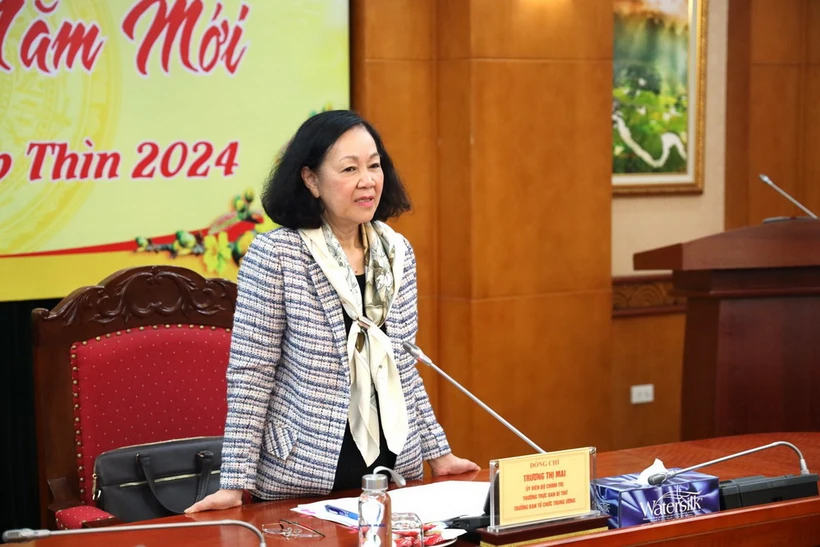 Ủy viên Bộ Chính trị, Thường trực Ban Bí thư, Trưởng Ban Tổ chức Trung ương Trương Thị Mai phát biểu. (Nguồn: Ban Kinh tế Trung ương)
