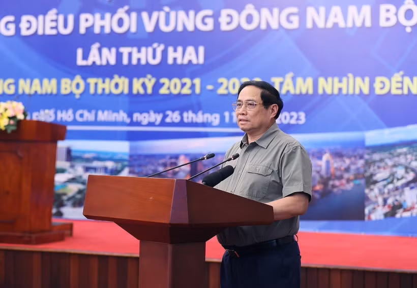 Thủ tướng Phạm Minh Chính phát biểu khai mạc hội nghị. (Ảnh: Dương Giang/TTXVN)