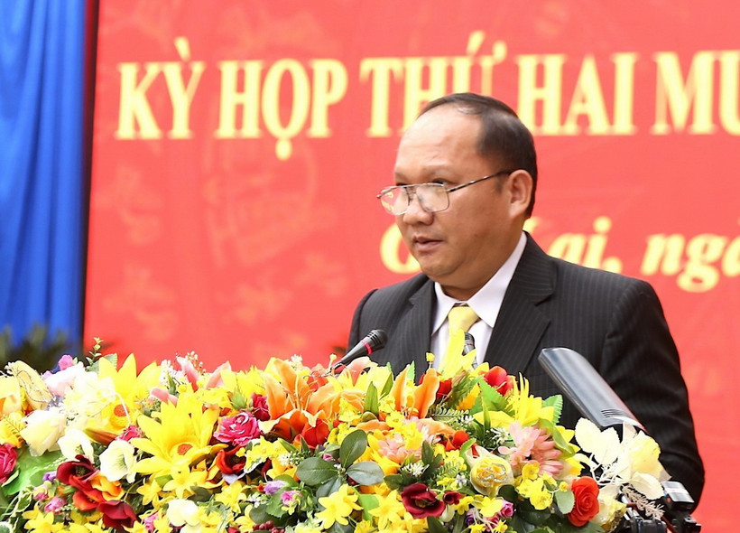 Ông Rah Lan Chung, Chủ tịch Ủy ban Nhân dân tỉnh Gia Lai. (Ảnh: Quang Thái/TTXVN)