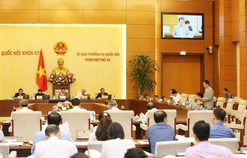 Quang cảnh Phiên họp thứ 33 của Ủy ban Thường vụ Quốc hội chiều 10/4. (Ảnh: Dương Giang/TTXVN)