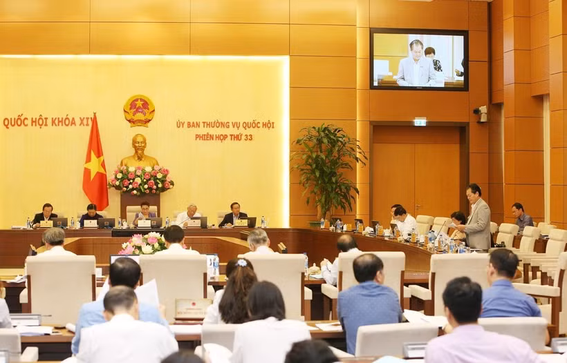 Quang cảnh Phiên họp thứ 33 của Ủy ban Thường vụ Quốc hội chiều 10/4. (Ảnh: Dương Giang/TTXVN)