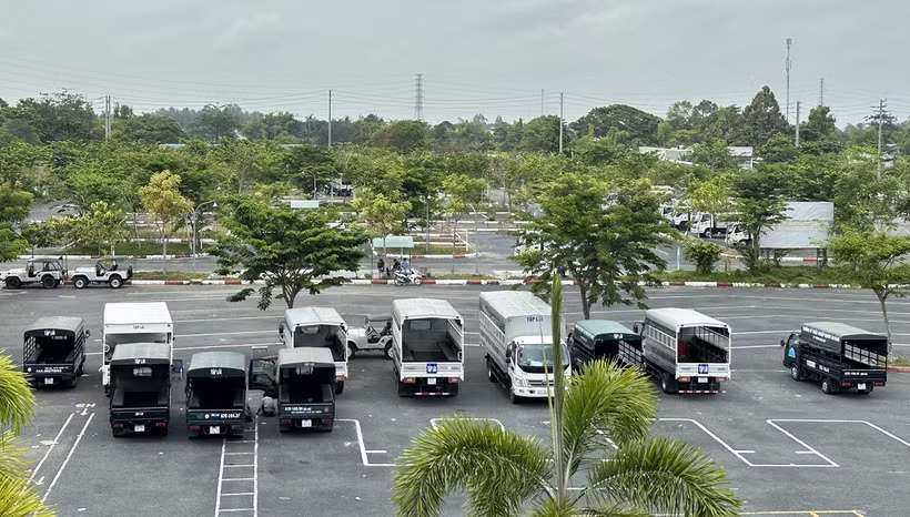 Sân tập lái của Trung tâm Giáo dục nghề nghiệp Giao thông vận tải An Giang tại thành phố Long Xuyên, An Giang. (Ảnh: Thanh Sang/TTXVN)