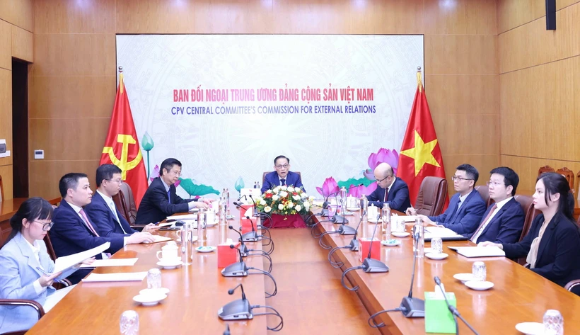 Quang cảnh hội đàm trực tuyến. (Ảnh: Phương Hoa/TTXVN)