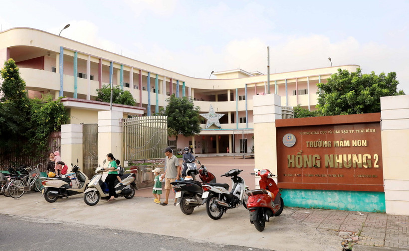 Trường Mầm non Hồng Nhung 2 - nơi xảy ra sự việc thương tâm khiến một trẻ tử vong. (Ảnh: Thu Hoài/TTXVN)