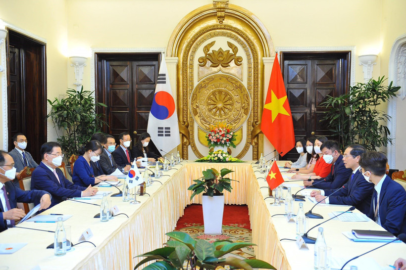 Quang cảnh buổi hội đàm. (Ảnh: Minh Đức/TTXVN)