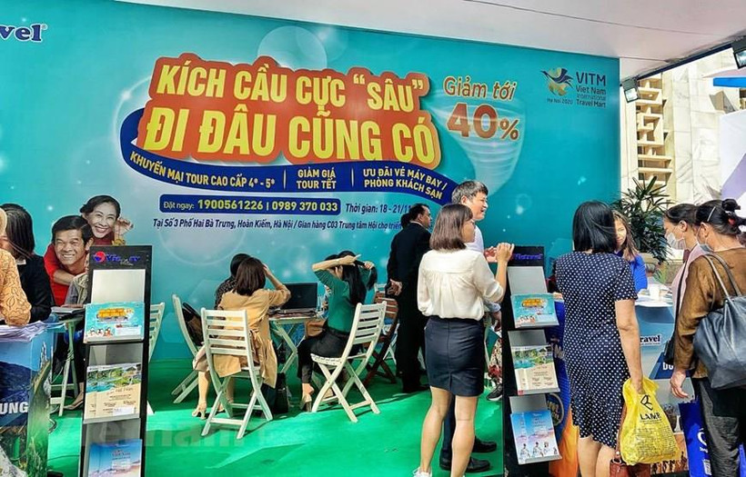Hình ảnh gian hàng tại VITM Hà Nội 2020. (Ảnh: Mai Mai/Vietnam+)