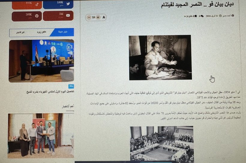 Nhà báo Hassan nêu bật ý nghĩa to lớn của chiến thắng Điện Biên Phủ của quân và dân Việt Nam. (Ảnh: Nguyễn Trường/TTXVN)