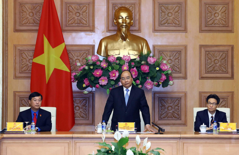 Thủ tướng Nguyễn Xuân Phúc phát biểu tại buổi làm việc. (Ảnh: Thống Nhất/TTXVN)