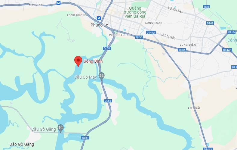 Vị trí sông Dinh. (Nguồn: Google Maps)