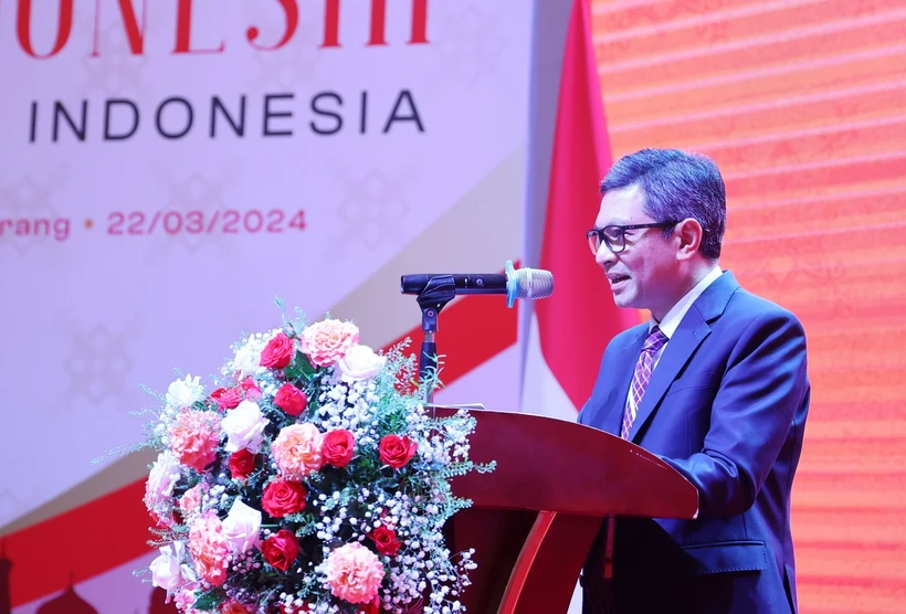 Đại sứ Indonesia tại Việt Nam Denny Abdi phát biểu tại hội nghị. (Ảnh: Tiên Minh/TTXVN)