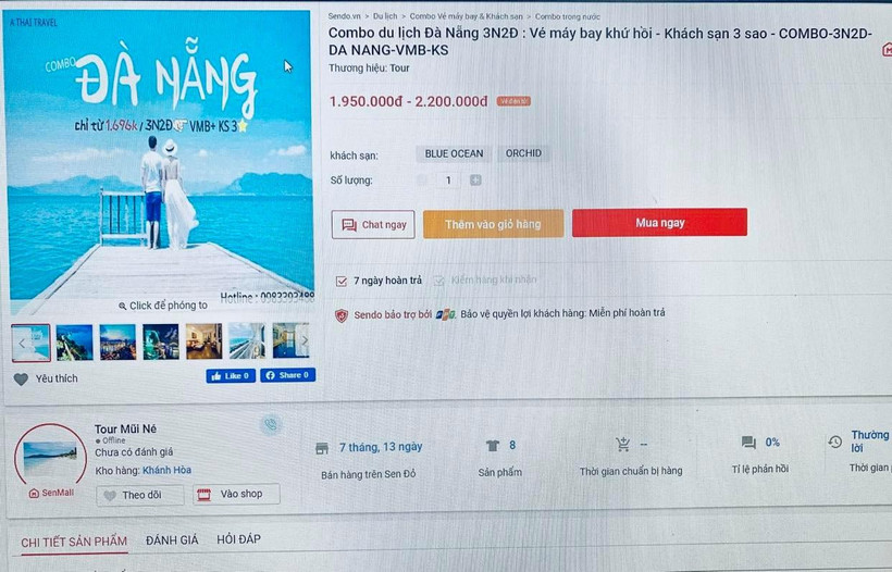 Một trong vô vàn mời chào combo du lịch giá rẻ trên mạng. (Ảnh minh họa chụp màn hình)