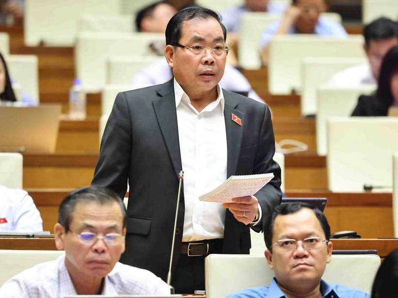 Đại biểu Quốc hội tỉnh Bình Dương Nguyễn Quang Huân phát biểu. (Ảnh: Minh Đức/TTXVN)