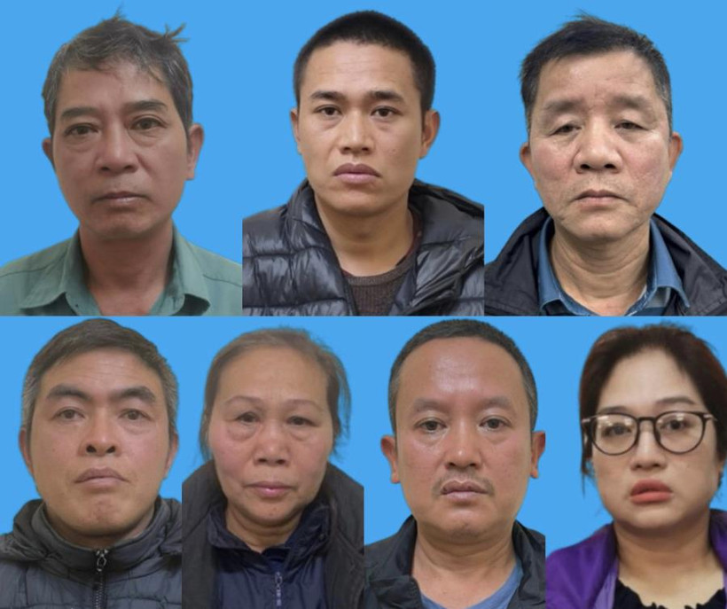 Nhóm các đối tượng bị bắt giữ. (Nguồn: Công an thành phố Hà Nội)