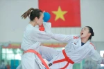 Đội tuyển Karate nỗ lực tập luyện, chuẩn bị cho SEA Games 33. (Nguồn: TTXVN)