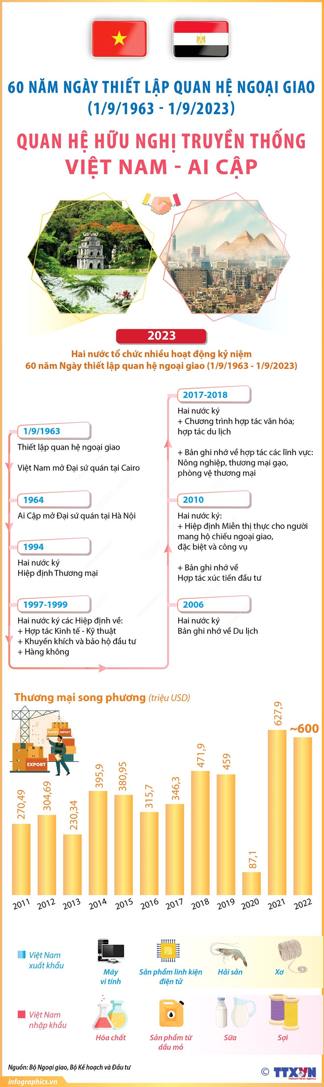 Những dấu mốc qua 60 năm Quan hệ Hữu nghị Truyền thống Việt Nam-Ai Cập ảnh 1