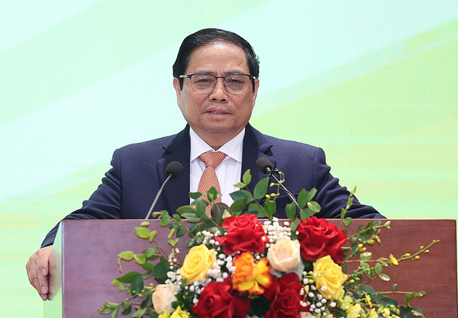 Thủ tướng Phạm Minh Chính phát biểu chỉ đạo. (Ảnh: Dương Giang/TTXVN) Thủ tướng: Cân bằng giữa kiểm soát lạm phát với thúc đẩy tăng trưởng ảnh 2