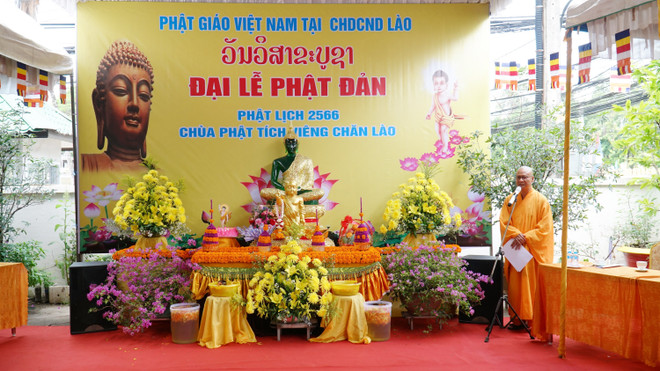 Chùa Phật Tích Vientiane (Lào) tổ chức Đại lễ Phật đản Phật lịch 2566 ảnh 1