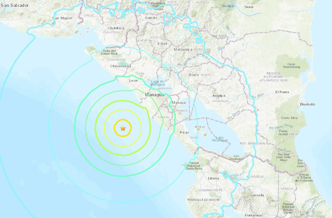 Trận động đất. (Nguồn: USGS) Khu vực duyên hải Nicaragua rung chuyển vì động đất độ lớn 6,9 ảnh 1