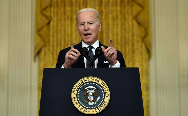 Tổng thống Mỹ Joe Biden phát biểu tại Washington, DC ngày 15/2/2022. (Ảnh: AFP/TTXVN) Ông Biden: Khả năng Nga tấn công Ukraine vẫn "rất cao" ảnh 1
