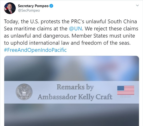 Ngoại trưởng Mỹ phản đối yêu sách chủ quyền của Trung Quốc ở Biển Đông ảnh 1