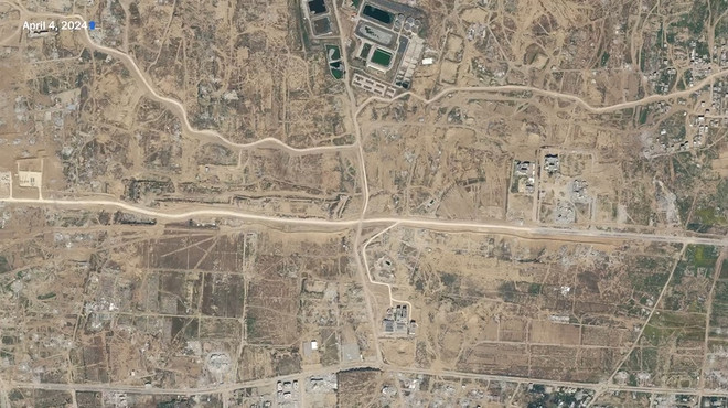 Quân đội Israel đã phá hủy nhiều nhà cửa làm vùng đệm an toàn cho hành lang Netzarim tại Dải Gaza. (Nguồn: Planet Labs) hanh lang Netzarim 3.jpg