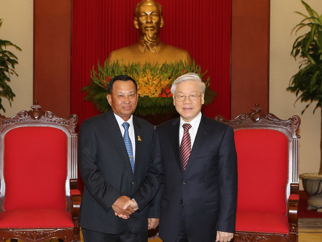 Tổng Bí thư Nguyễn Phú Trọng tiếp Chủ tịch Thượng viện Campuchia ảnh 1