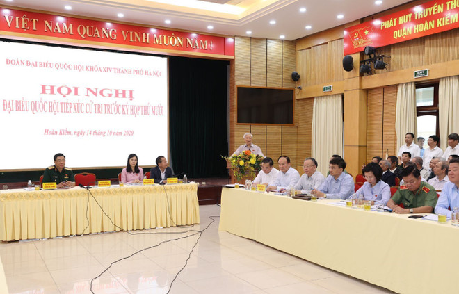 [Photo] Tổng Bí thư, Chủ tịch nước tiếp xúc cử tri thành phố Hà Nội ảnh 5