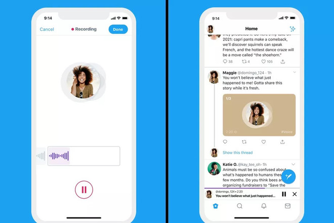 Tính năng ghi âm mới của Twitter. (Ảnh: The Verge) Twitter cho phép người dùng iOS viết tweet bằng giọng nói ảnh 1