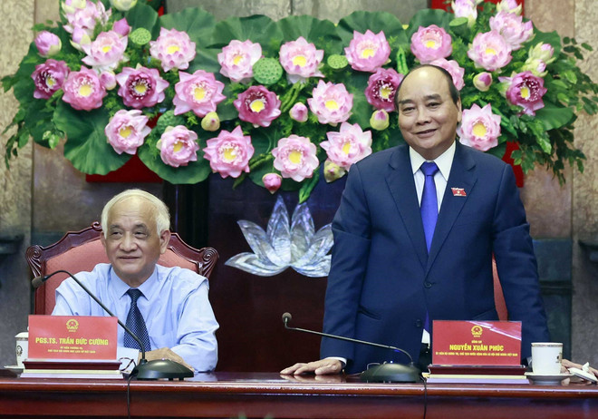 Chủ tịch nước Nguyễn Xuân Phúc phát biểu tại buổi làm việc. (Ảnh:Thống Nhất/TTXVN) Chủ tịch nước: Đổi mới phương pháp học tập môn lịch sử ở nhà trường ảnh 1