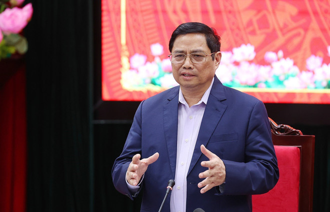 Thủ tướng Phạm Minh Chính phát biểu kết luận buổi làm việc với lãnh đạo chủ chốt tỉnh Sơn La. (Ảnh: Dương Giang/TTXVN) Thủ tướng: Sơn La cần phát huy đoàn kết, tự lực, mạnh mẽ vươn lên ảnh 2