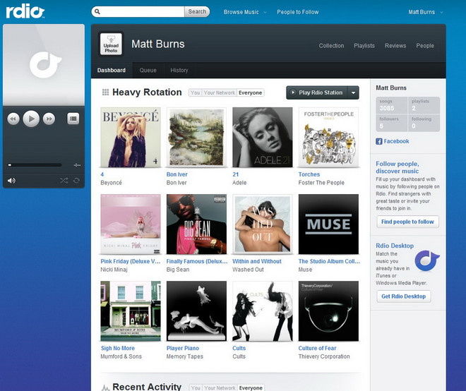 Dịch vụ nghe nhạc trực tuyến Rdio. (Nguồn: techcrunch.com) Kho nhạc Rdio dỡ bỏ giới hạn thời gian nghe miễn phí ảnh 1
