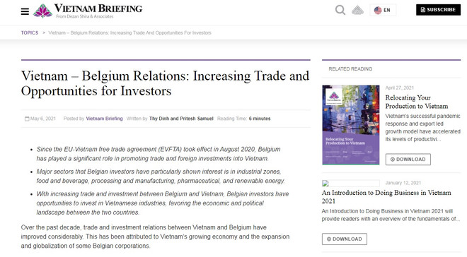 ​Chuyên gia: Thương mại Việt-Bỉ gia tăng, tạo cơ hội cho nhà đầu tư ảnh 1