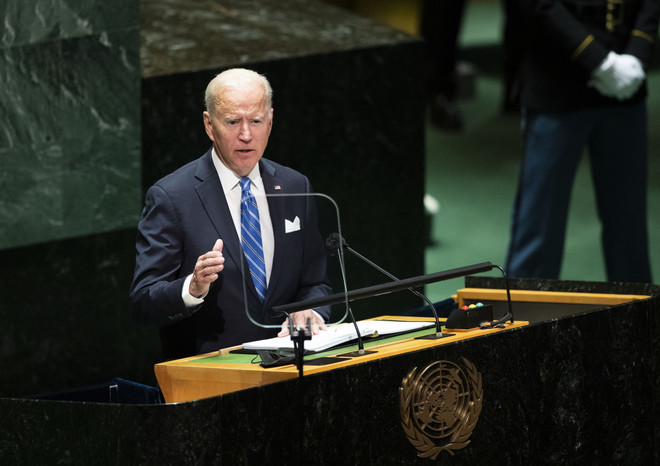 Tổng thống Mỹ Joe Biden phát biểu tại phiên họp chung cấp cao của Đại hội đồng Liên hợp quốc khoá 76 ở New York, ngày 21/9/2021. (Ảnh: THX/TTXVN) Mỹ viện trợ thêm 500 triệu liều vaccine cho các nước thu nhập thấp ảnh 1
