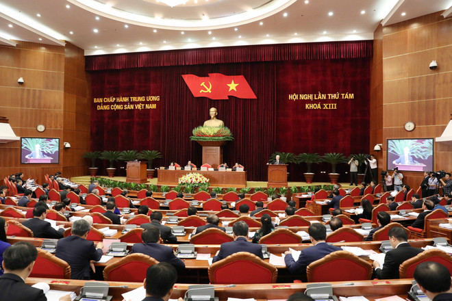 Toàn cảnh phiên khai mạc Hội nghị Trung ương 8, khoá XIII. (Ảnh: Phương Hoa/TTXVN) ttxvn_trung uong dang.jpg