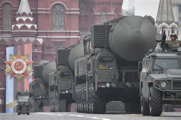 Tên lửa liên lục địa Yars RS-24 của Nga. (Ảnh: AFP/TTXVN) Nga bác tin đang chuẩn bị tiến hành một vụ thử vũ khí hạt nhân ảnh 1