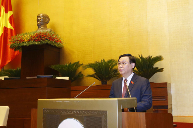 Chủ tịch Quốc hội khóa XIV Vương Đình Huệ phát biểu khai mạc Kỳ họp thứ nhất, Quốc hội khóa XV. (Ảnh: TTXVN) TTK AIPA: Việt Nam đóng góp rất quan trọng cho quá trình đổi mới AIPA ảnh 3
