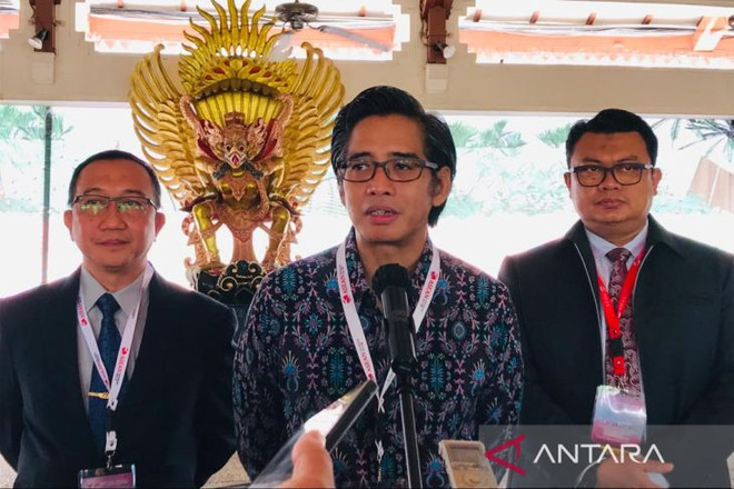 Phó Giám đốc Cơ quan chống khủng bố quốc gia Indonesia phát biểu bên lề Hội nghị Nhóm công tác chống khủng bố của ASEAN. (Nguồn: ANTARA) Indonesia thúc đẩy sáng kiến chống khủng bố tại diễn đàn ASEAN ảnh 1