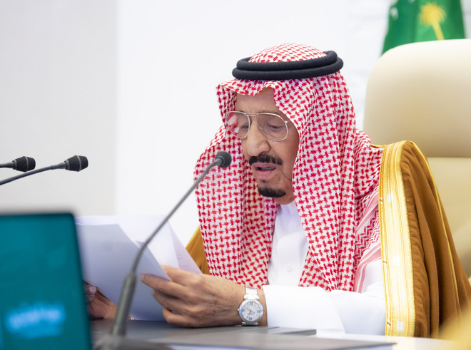 Quốc vương Saudi Arabia phát biểu khai mạc hội nghị. (Ảnh: Twitter) Hội nghị thượng đỉnh G20 chính thức khai mạc tại Saudi Arabia ảnh 2