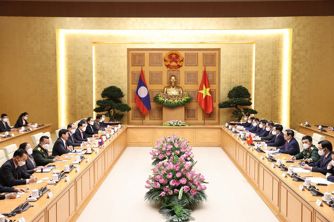 Thủ tướng Phạm Minh Chính hội kiến với Tổng Bí thư, Chủ tịch nước Lào ảnh 2
