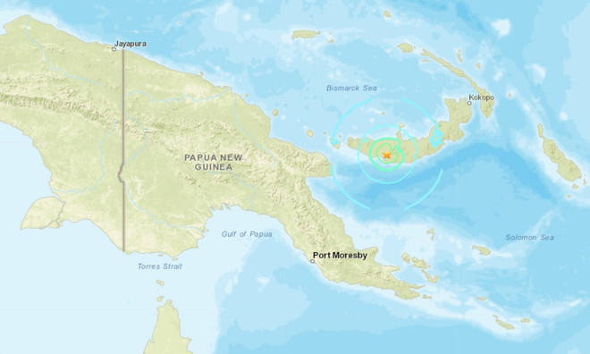 Vị trí xảy ra trận động đất ở Papua New Guinea. (Nguồn: USGS) Động đất có độ lớn 6,2 xảy ra ở phía Nam Papua New Guinea ảnh 1
